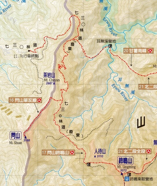 閂山鈴鳴山 參考地圖