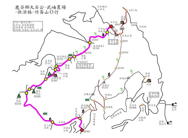 大石公O行-老尉子(路線).jpg - 南投鹿谷樟空崙山、貓冬望山、大崙頭山、銀杏森林(羊彎上、下大石公)