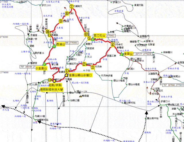 金面山、剪刀石山、西湖山、小金面山