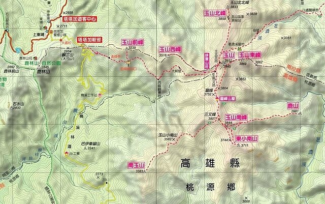 塔塔加上玉山主峰 排雲山莊 參考地圖