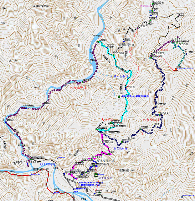 得卡倫步道、立霧山 參考地圖