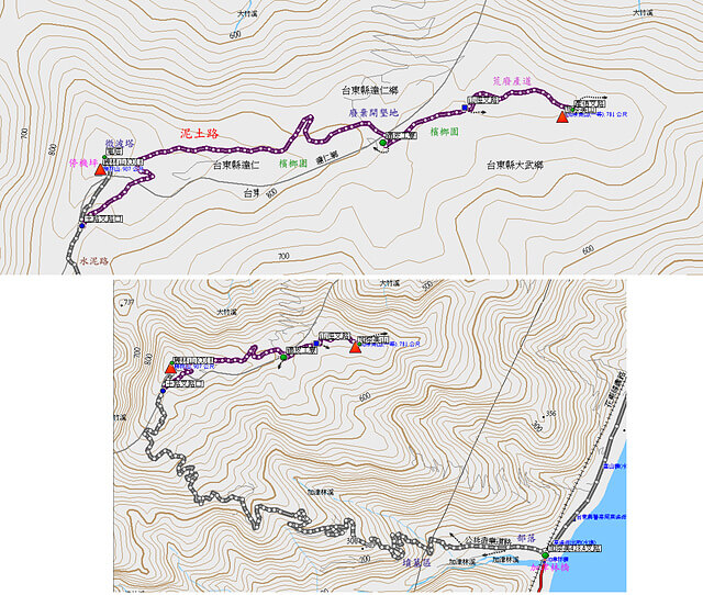 勝林山、加奈美山參考地圖