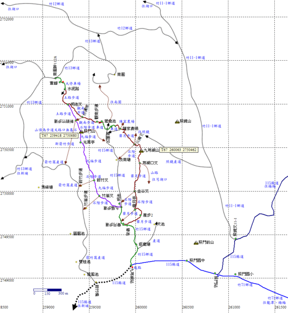 九芎湖步道、九芎湖山 參考地圖