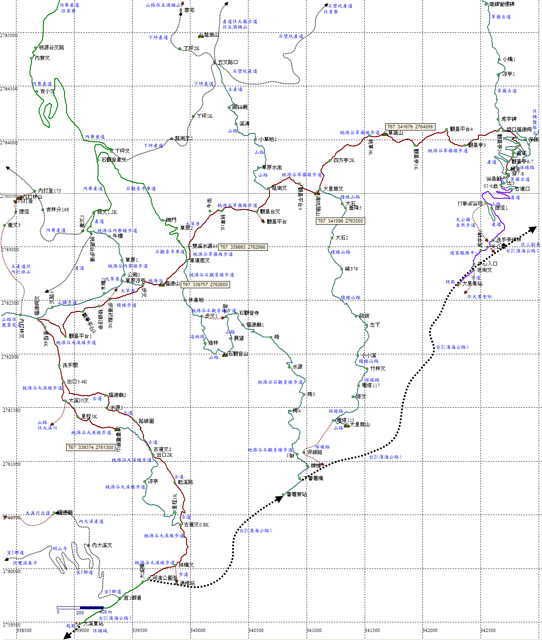 桃源谷步道(草嶺線、大溪線) 參考地圖