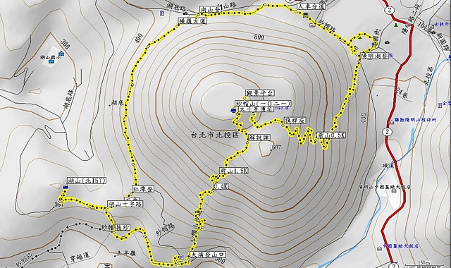 紗帽山、橫嶺古道、湖山 參考地圖