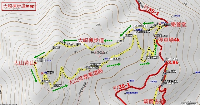 大旗棟古道、大山背山 參考地圖