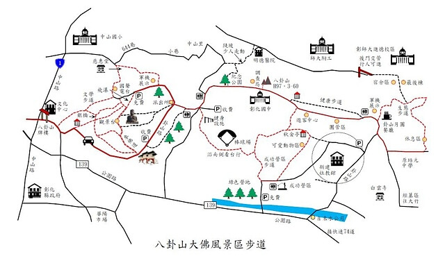 八卦山大佛風景區、八卦山 參考地圖