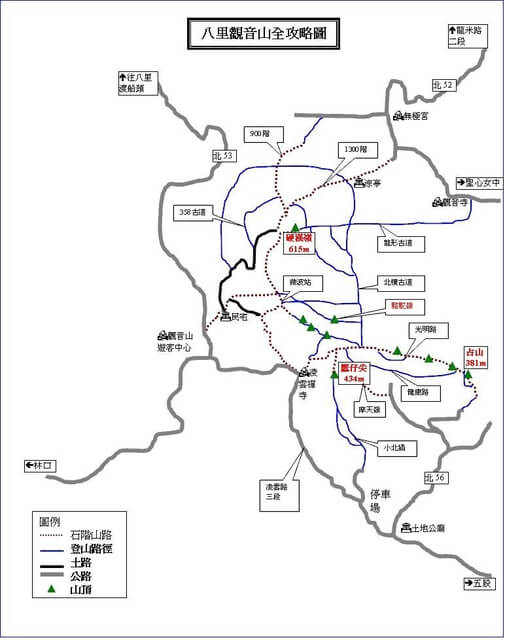 楓櫃斗湖步道、觀音山 參考地圖