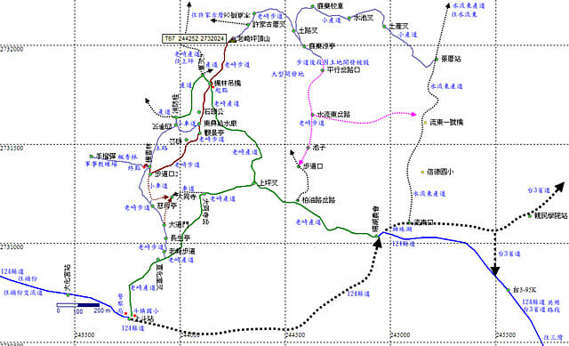 老崎休憩步道、老崎坪頂山 參考地圖