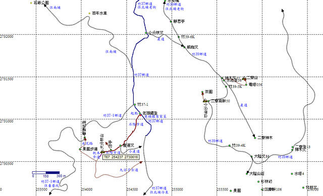 大分林山、小分林山、二寮山、二寮神木 參考地圖