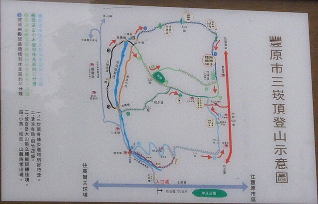 中正公園登山步道、三崁頂健康步道 參考地圖