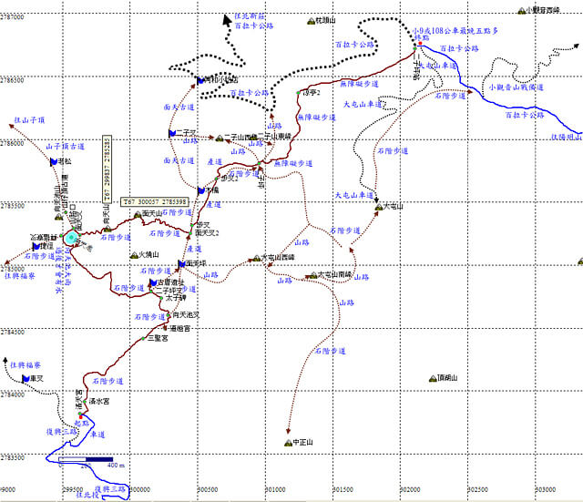 面天山、向天山、向天池山 路線圖