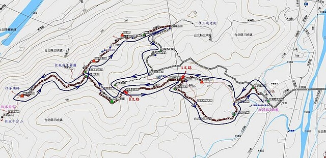 鳶尾山、鳶山東峰、福德坑山、鳶山 參考地圖