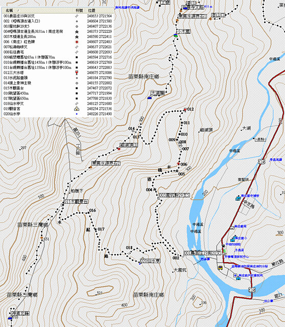 啞嗎頂古道、西溪山、細湖頂山 參考地圖