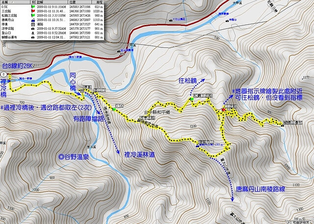 唐麻丹山、蝴蝶谷瀑布步道 參考地圖