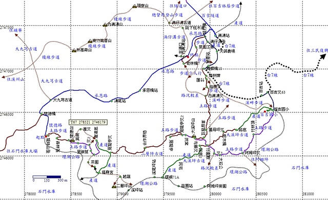 百吉古道、大溪坪山、懷德山、二層坪山 參考地圖