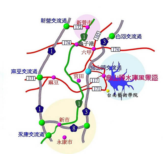 烏山頭水庫、釣魚山林步道、果農之家、桃花心木林步道