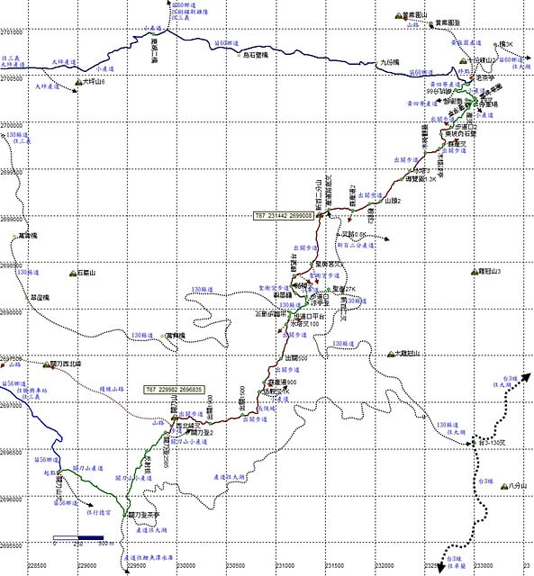 關刀山、出關古道西段 參考地圖