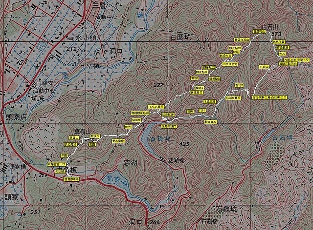 草嶺山、石厝坑山、白石山 參考地圖